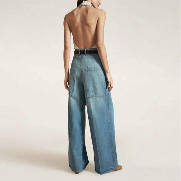 NWT Kallmeyer 32'' Deep Pocket Wide Leg Jean in Blue, size 0 - Picture 4 of 10